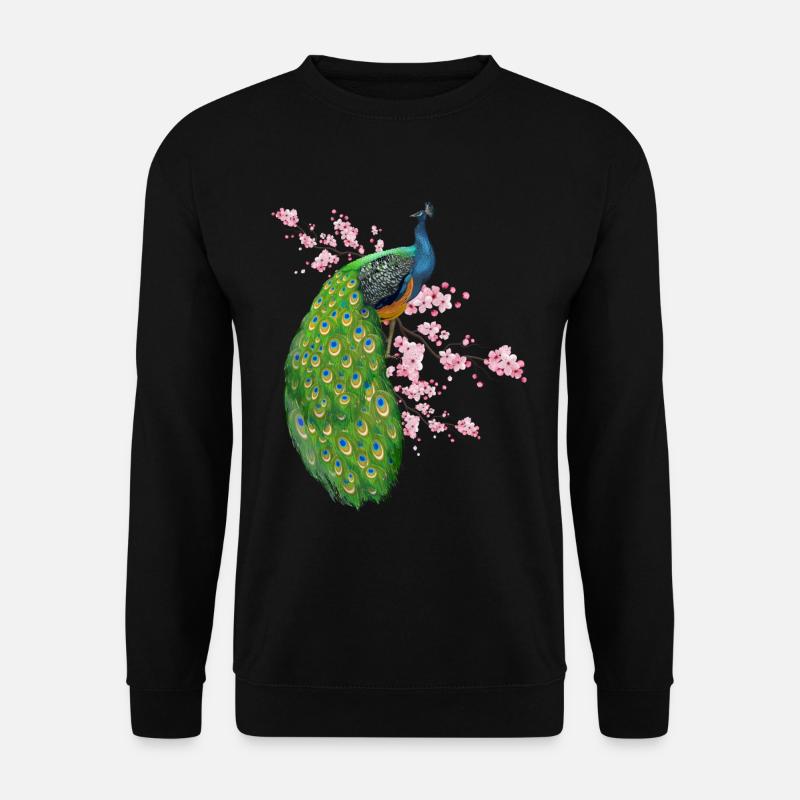 Blumen Pfau - Unisex Pullover - Schwarz