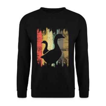 Gans Geschenkidee - Unisex Pullover - Schwarz - Vorne - Alina (178cm) & Michal (187cm)