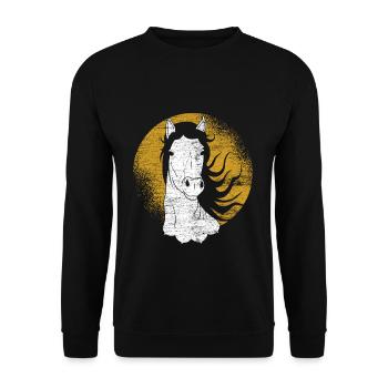 cheval - Sweat-shirt Unisexe - noir - Devant - Alina (178cm) & Michal (187cm)