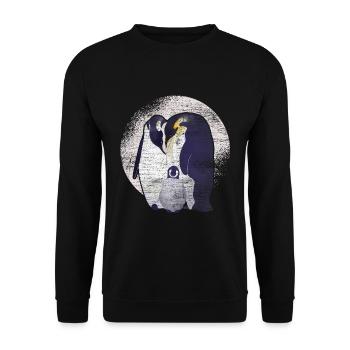 Pinguin Familie - Unisex Pullover - Schwarz - Vorne - Alina (178cm) & Michal (187cm)