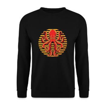 Krake Meeresbewohner - Unisex Pullover - Schwarz - Vorne - Alina (178cm) & Michal (187cm)