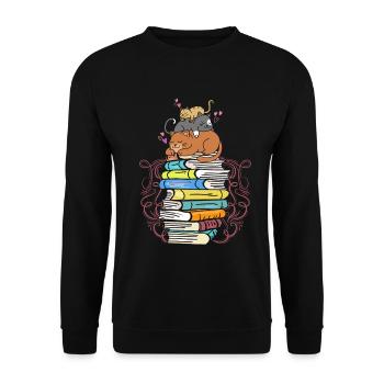 Cats reading - Unisex Sweatshirt - black - Front - Alina (178cm) & Michal (187cm)