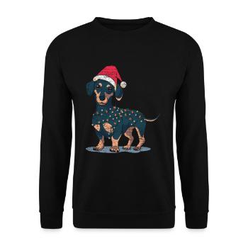 Teckel Noël - Sweat-shirt Unisexe - noir - Devant - Alina (178cm) & Michal (187cm)