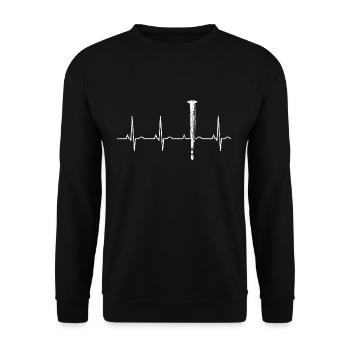 Klarinette Herzschlag - Unisex Pullover - Schwarz - Vorne - Alina (178cm) & Michal (187cm)