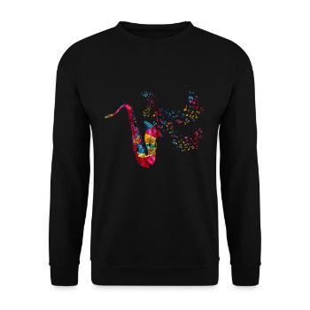 Instrument de musique saxophone - Sweat-shirt Unisexe - noir - Devant - Alina (178cm) & Michal (187cm)
