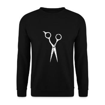 Friseurin Schere - Unisex Pullover - Schwarz - Vorne - Alina (178cm) & Michal (187cm)
