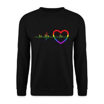 LGBT pulse heart - Unisex Sweatshirt - black - Front - Alina (178cm) & Michal (187cm)