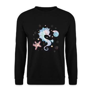 sea horse - Unisex Sweatshirt - black - Front - Alina (178cm) & Michal (187cm)