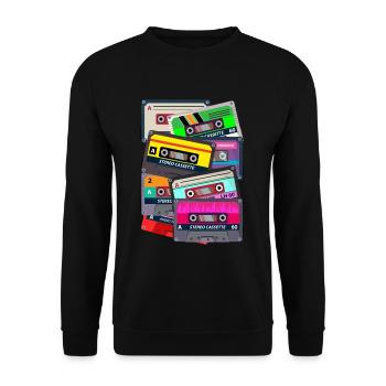80er Musik - Unisex Pullover - Schwarz - Vorne - Alina (178cm) & Michal (187cm)