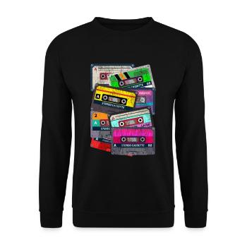 80er Kassette - Unisex Pullover - Schwarz - Vorne - Alina (178cm) & Michal (187cm)