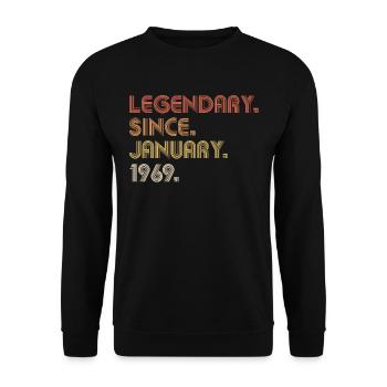 Legendary since January 1969 50. Geburtstag Januar - Unisex Sweatshirt - black - Front - Alina (178cm) & Michal (187cm)