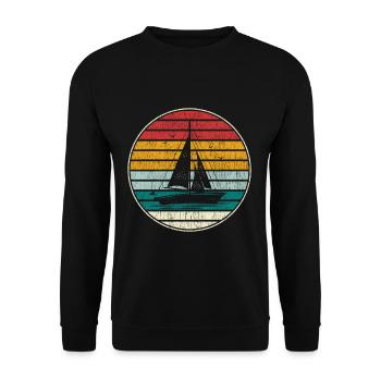 Retro sailing boat - Unisex Sweatshirt - black - Front - Alina (178cm) & Michal (187cm)
