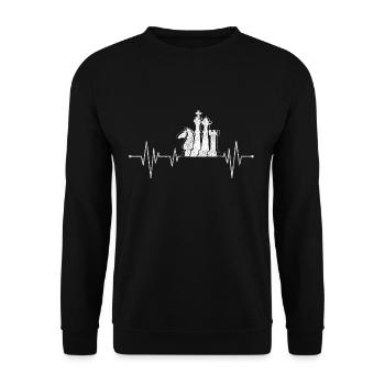 Schach Herz - Unisex Pullover - Schwarz - Vorne - Alina (178cm) & Michal (187cm)