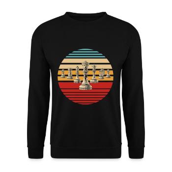 Pion d'échecs rétro - Sweat-shirt Unisexe - noir - Devant - Alina (178cm) & Michal (187cm)
