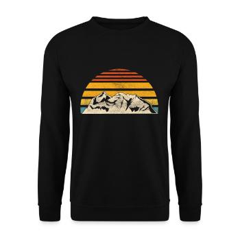 Retro Wandern Camping Natur - Unisex Pullover - Schwarz - Vorne - Alina (178cm) & Michal (187cm)