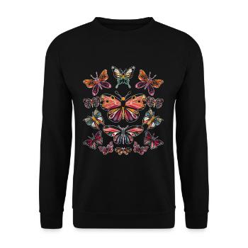 Animal papillon - Sweat-shirt Unisexe - noir - Devant - Alina (178cm) & Michal (187cm)