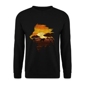 Lion Afrique - Sweat-shirt Unisexe - noir - Devant - Alina (178cm) & Michal (187cm)
