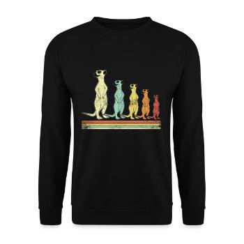 Retro Erdmännchen - Unisex Pullover - Schwarz - Vorne - Alina (178cm) & Michal (187cm)