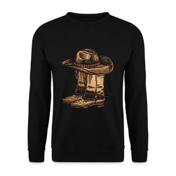 Cowboy cowboy hat cowboy boots - Unisex Sweatshirt - black - Front - Alina (178cm) & Michal (187cm)