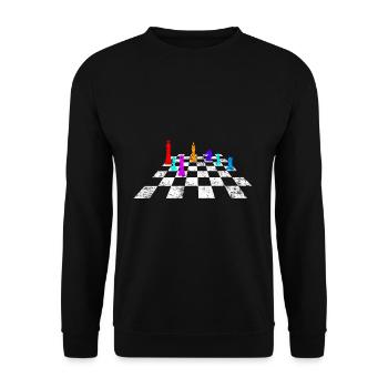 Rétro jeu d’échecs - Sweat-shirt Unisexe - noir - Devant - Alina (178cm) & Michal (187cm)