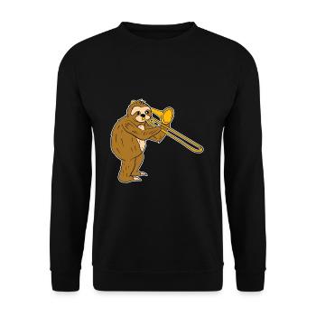 Posaune Faultier Musik - Unisex Pullover - Schwarz - Vorne - Alina (178cm) & Michal (187cm)