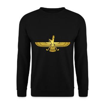 Farvahar Faravahar Farohar Iranisches Symbol - Unisex Pullover - Schwarz - Vorne - Alina (178cm) & Michal (187cm)