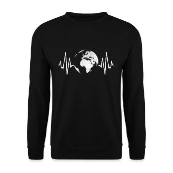 Earth Day Herz - Unisex Pullover - Schwarz - Vorne - Alina (178cm) & Michal (187cm)