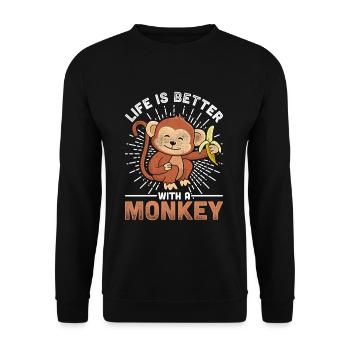 monkey - Unisex Sweatshirt - black - Front - Alina (178cm) & Michal (187cm)
