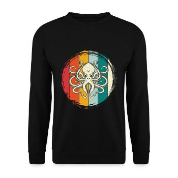 Krake Piraten Oktopus - Unisex Pullover - Schwarz - Vorne - Alina (178cm) & Michal (187cm)