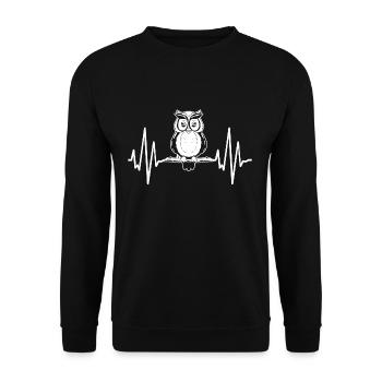 Eule Herz - Unisex Pullover - Schwarz - Vorne - Alina (178cm) & Michal (187cm)