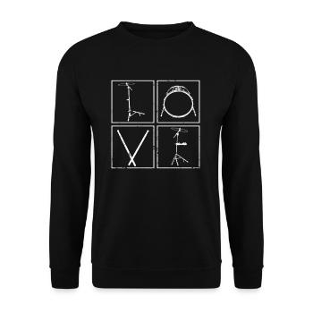Schlagzeug Drumsticks - Unisex Pullover - Schwarz - Vorne - Alina (178cm) & Michal (187cm)