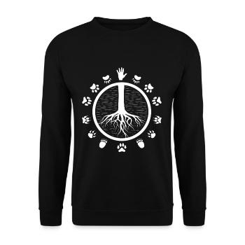 Frieden Hippie - Unisex Pullover - Schwarz - Vorne - Alina (178cm) & Michal (187cm)
