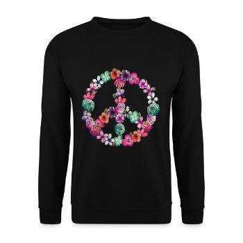 Frieden Blumen - Unisex Pullover - Schwarz - Vorne - Alina (178cm) & Michal (187cm)