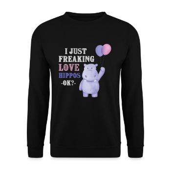 Hippo Hippo Idée cadeau - Sweat-shirt Unisexe - noir - Devant - Alina (178cm) & Michal (187cm)