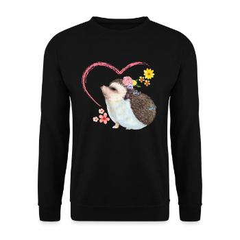 Hedgehog pile of leaves - Unisex Sweatshirt - black - Front - Alina (178cm) & Michal (187cm)