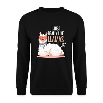 lama - Unisex Sweatshirt - black - Front - Alina (178cm) & Michal (187cm)