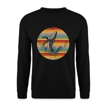 Baleine rétro - Sweat-shirt Unisexe - noir - Devant - Alina (178cm) & Michal (187cm)