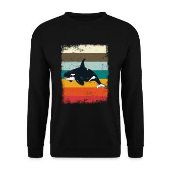 Retro Orca - Unisex Pullover - Schwarz - Vorne - Alina (178cm) & Michal (187cm)