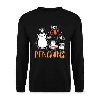 Pinguin Mädchen - Unisex Pullover - Schwarz - Vorne - Alina (178cm) & Michal (187cm)
