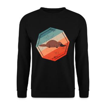 Retro Schnabeltier Wombat - Unisex Pullover - Schwarz - Vorne - Alina (178cm) & Michal (187cm)