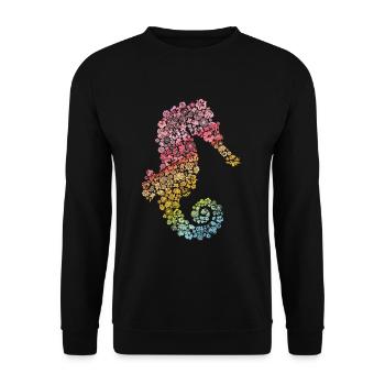Seepferdchen - Unisex Pullover - Schwarz - Vorne - Alina (178cm) & Michal (187cm)