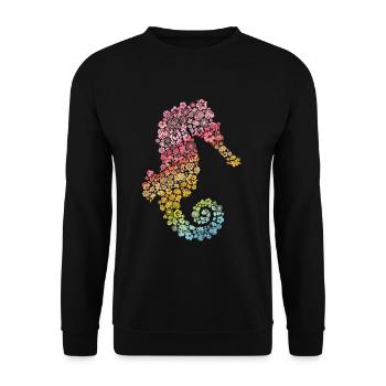 Seepferdchen - Unisex Pullover - Schwarz - Vorne - Alina (178cm) & Michal (187cm)