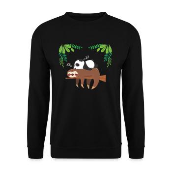 Sloth panda late riser - Unisex Sweatshirt - black - Front - Alina (178cm) & Michal (187cm)