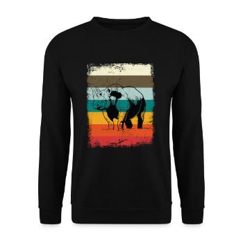 Retro rhino rhino - Unisex Sweatshirt - black - Front - Alina (178cm) & Michal (187cm)