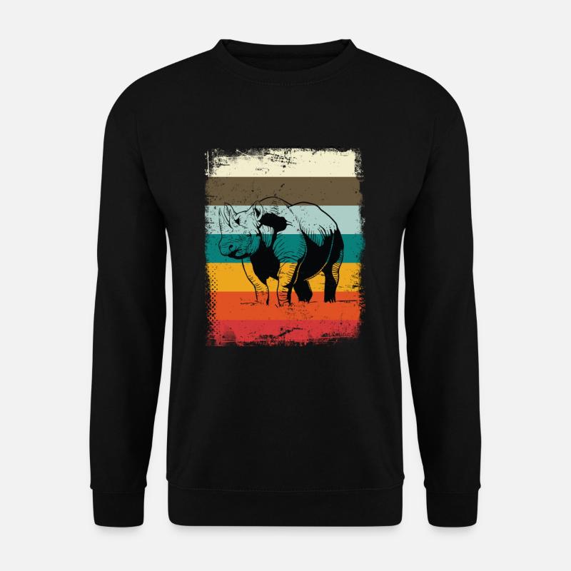 Retro Nashorn Rhino - Unisex Pullover - Schwarz