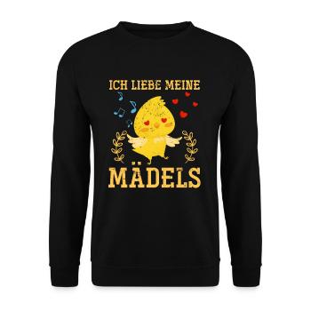 Huhn Dorfkind Landei - Unisex Pullover - Schwarz - Vorne - Alina (178cm) & Michal (187cm)