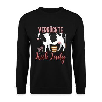 Kuh Kuhglock - Unisex Pullover - Schwarz - Vorne - Alina (178cm) & Michal (187cm)