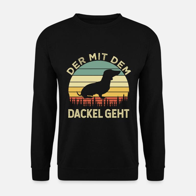 Der mit dem Dackel geht Teckel Geschenk T-Shirt - Unisex Pullover - Schwarz