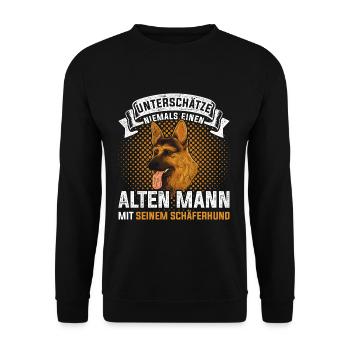 Deutscher Schäferhund Tierliebhaber - Unisex Pullover - Schwarz - Vorne - Alina (178cm) & Michal (187cm)