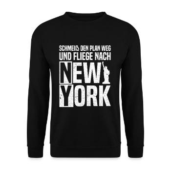 New York New Yorker - Unisex Pullover - Schwarz - Vorne - Alina (178cm) & Michal (187cm)